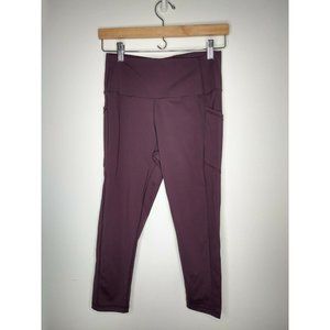 Zyia Active Womens 8-10 Plum Purple High Rise Leggings Workout Pants Crop Pocket